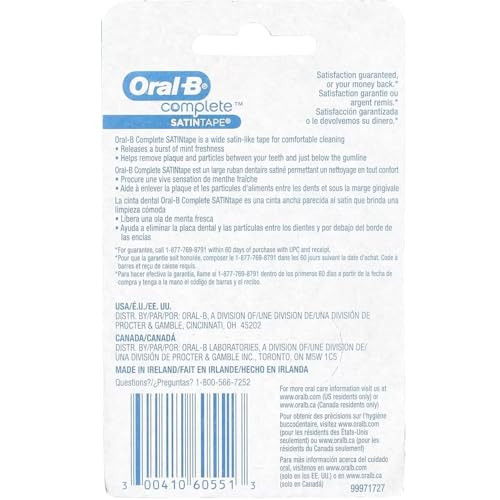 OralB Statin Tape Dental Floss 25m 6 Units by OralB Satin Tape Mint