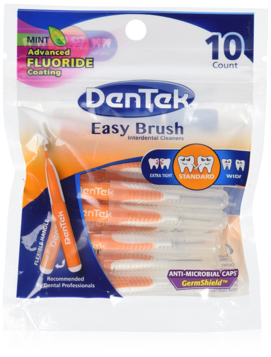 DenTek Easy Brush Interdental Cleaners Brushes Between Teeth Standard Mint Flavor 10 Count Pack of 6