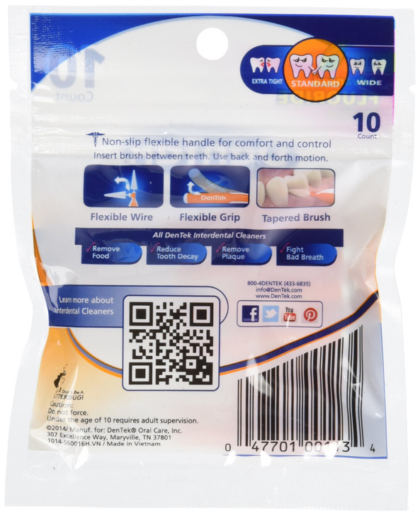 DenTek Easy Brush Interdental Cleaners Brushes Between Teeth Standard Mint Flavor 10 Count Pack of 6