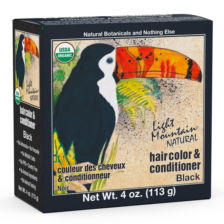 Light Mountain Henna Hair Color & Conditioner  Black Hair Dye, Organic Henna Leaf Powder and Botanicals, Chemical-Free, Semi-Permanent Hair Color + online at globaldelivered