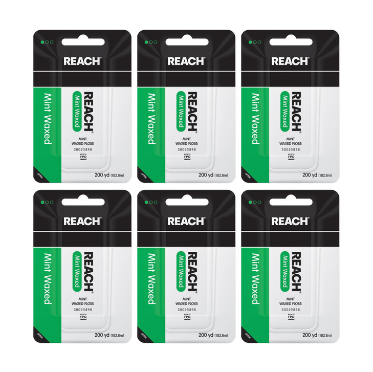 REACH Waxed Dental Floss Mint Plaque Remover for Teeth Shred Resistant Floss Slides Smoothly Easy to Use Waxed Deep Clea