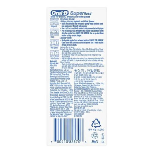 OralB Super Floss Mint Dental Floss PreCut Strands 50 ea Pack of 18