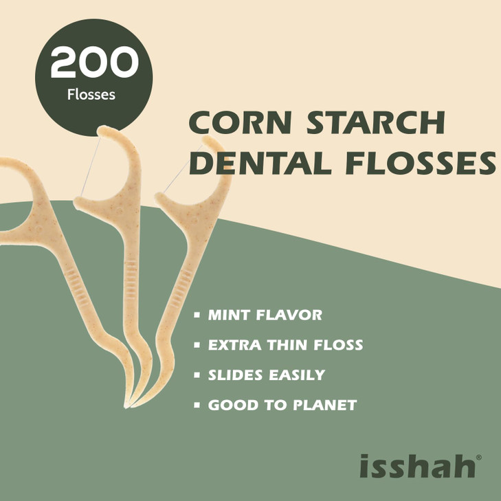 Natural Dental Floss Picks 200 Count PETA Approved BPA Free Vegan Sustainable Eco Friendly Natural Dental Flossers by Is