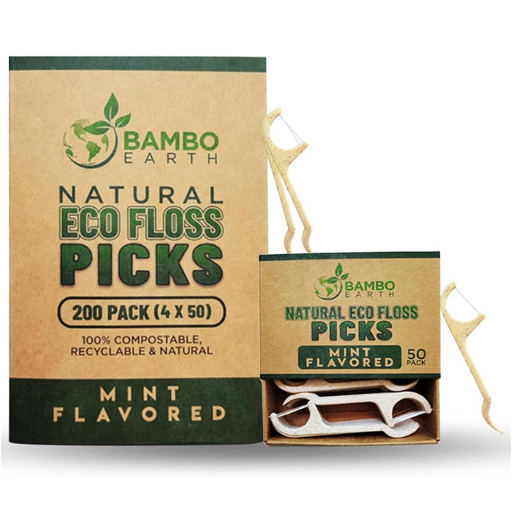 Natural Dental Floss Picks Eco Friendly Cruelty Free Vegan Tooth Flossers Pick Set with BPA Free Handle Zero Waste Packa