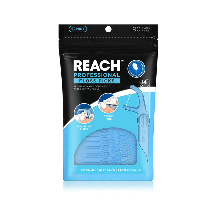 REACH Dental Floss Picks Mint Plaque Remover for Teeth for Hard to Reach Areas Easy Grip Handle Comfortable MultiUse Flo