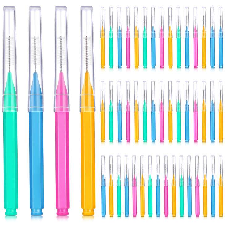 Patelai 50 Pieces Interdental Brush for Cleaner Braces Brush Toothpick Dental Tooth Flossing Head Oral Dental Hygiene Fl