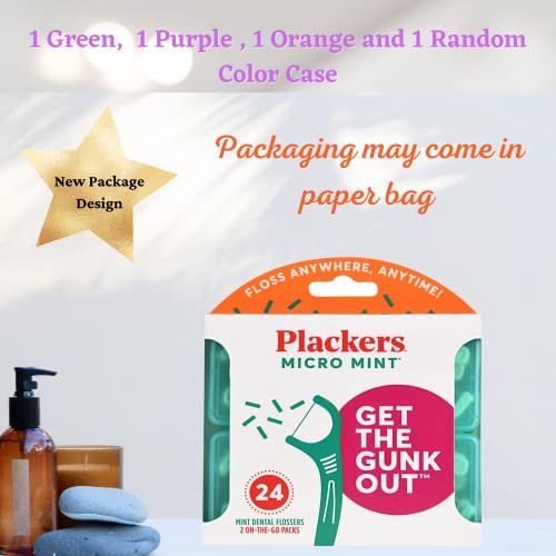 Plackers Micro 12 Count Flosser with Travel Case Mint 4Pack