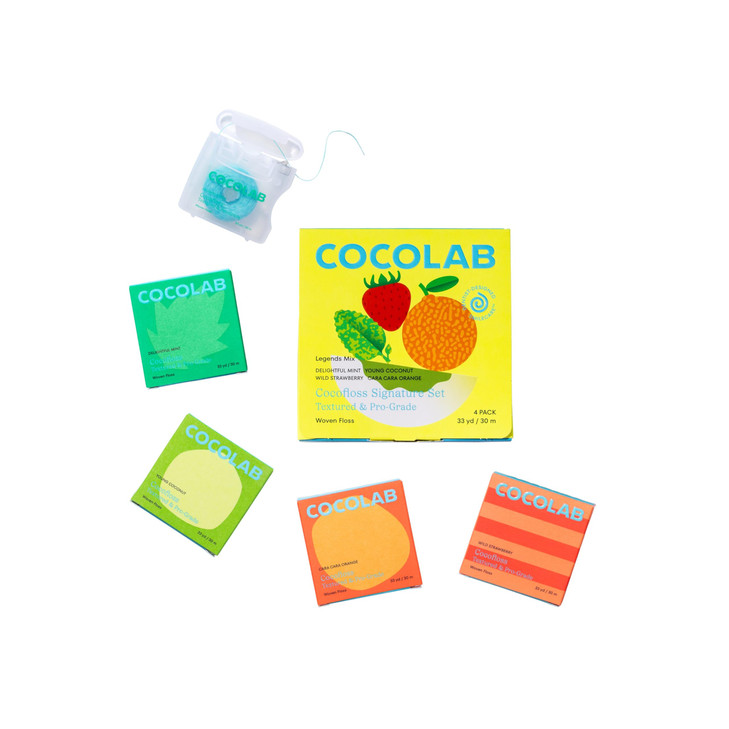 Cocofloss Woven Dental Floss DentistDesigned Oral Care Waxed Vegan KidFriendly with Coconut Oil 4Pack of Mint Coconut Or