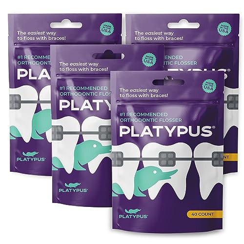 Platypus Orthodontic Flossers for Braces Ortho Picks for Adults Kids Fits Under Arch Wire NonDamaging Encourage Flossing
