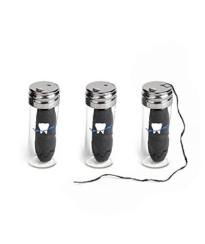 Knotty Floss Biodegradable Bamboo Charcoal No Knot Floss with Grapefruit Seed Extract Ecofriendly Vegan In Refillable Gl