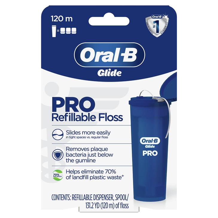 OralB Glide PRO Refillable Dental Floss Starter Kit 120m