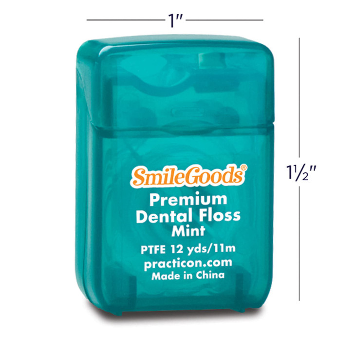 SmileGoods Premium PTFE Dental Floss 12 yds Mint Bulk Pack of 72