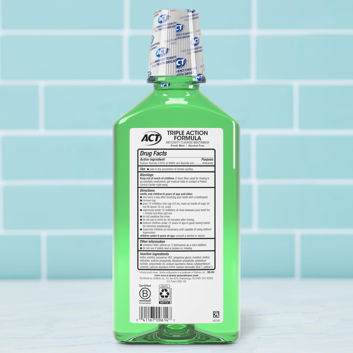 ACT Total Care Zero Alcohol Anticavity Fluoride Mouthwash 338 fl oz Fresh Mint