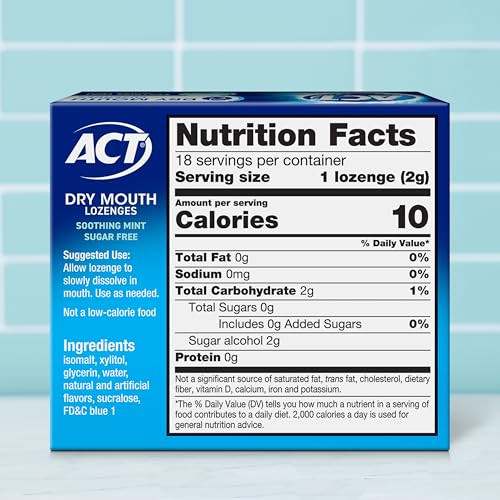ACT Dry Mouth Lozenges with Xylitol Soothing Mint 18 Lozenges