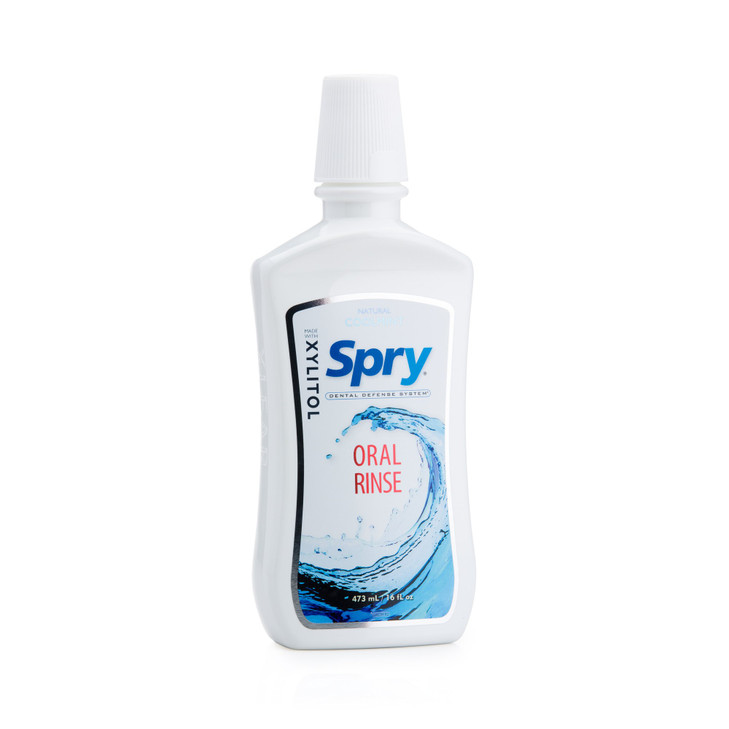 Spry Natural Xylitol Mouthwash Fluoride Free with Enamel Support Gentle Alcohol Oral Rinse NonGMO Coolmint 16 fl oz Pack