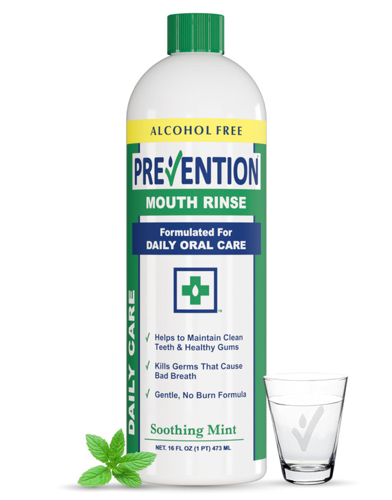 Prevention Daily Care AlcoholFree Mouthwash Hydrogen Peroxide Teeth Whitening with Soothing Fresh Mint for Bad Breath Tr