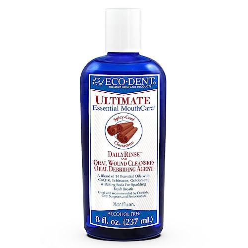 EcoDent AlcoholFree Mouthwash Cinnamon Ultimate Essential MouthCare Oral Care Mouth Wash for Adults Baking Soda Mouth Ri