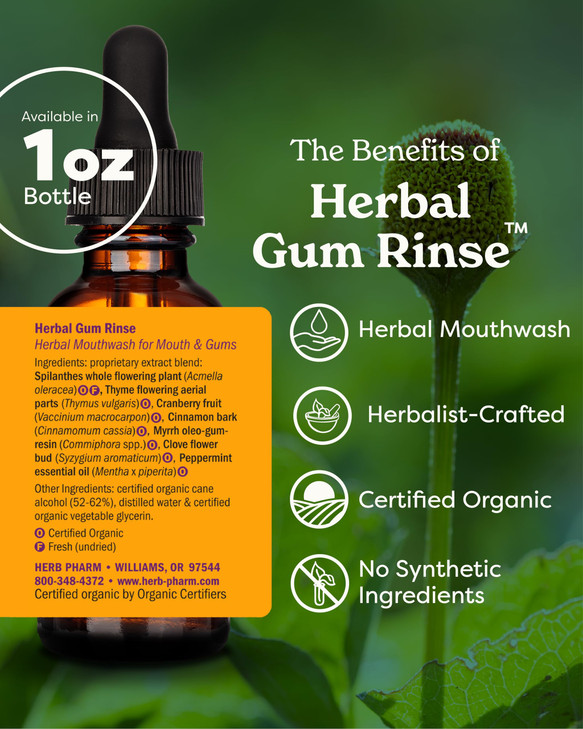 Herb Pharm Gum Guardian Herbal Mouthwash for Healthy Mouth and Gums Organic 1 Fl Oz Pack of 1