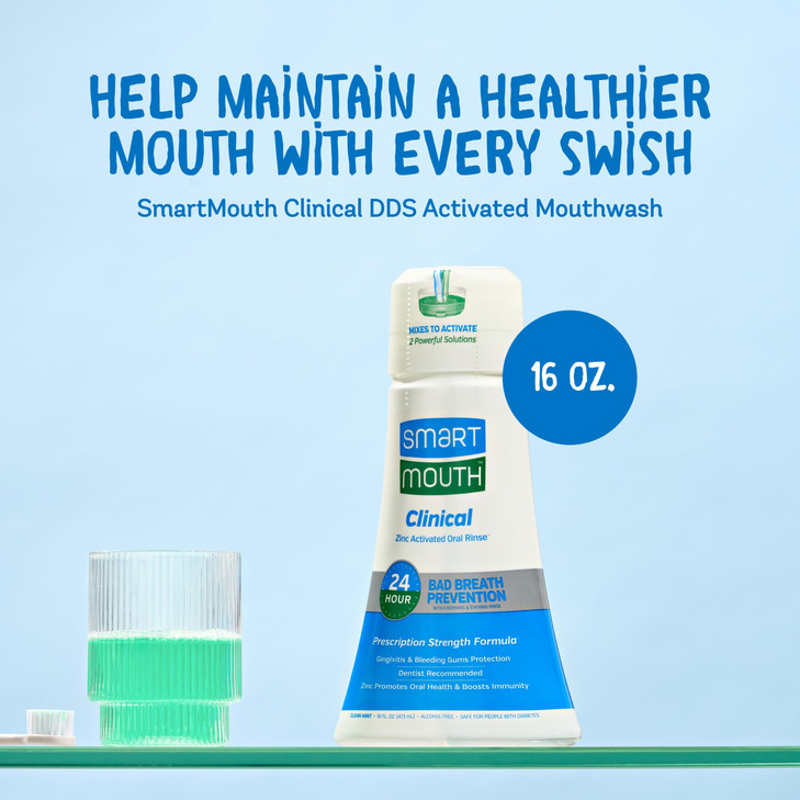 SmartMouth DDS Activated Clinical Mouthwash for Fresh Breath Clinical Strength Mouthwash for Gum Health Gingivitis More