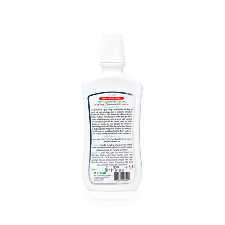 Spry Natural Xylitol Mouthwash Fluoride Free with Enamel Support Gentle Alcohol Oral Rinse NonGMO Coolmint 16 fl oz Pack