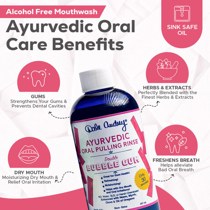 Dale Audrey Ayurvedic Organic Oil Pulling for Teeth and Gums Oral Rinse Alcohol Free Mouthwash Essential Oils for Bad Br