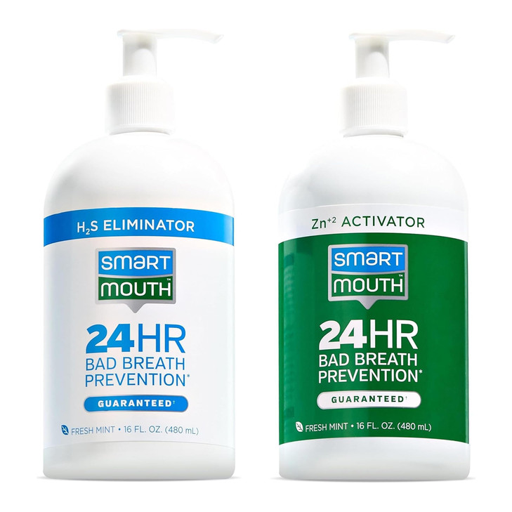 SmartMouth Original 2Bottle Activated Mouthwash with Pumps Bad Breath Support 32 fl oz