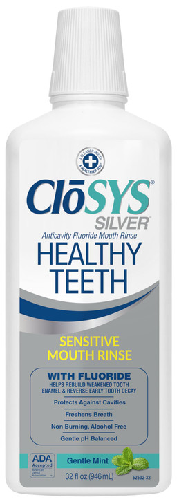 Closys Healthy Teeth AntiCavity Oral Rinse Mouthwash with Fluoride NonBurning NonIrritating 32 Fl Oz