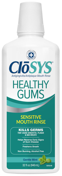 CloSYS Healthy Gums Mouthwash 32 Fl Oz Antiplaque AntiGingivitis Mouthwash NonBurning NonIrritating