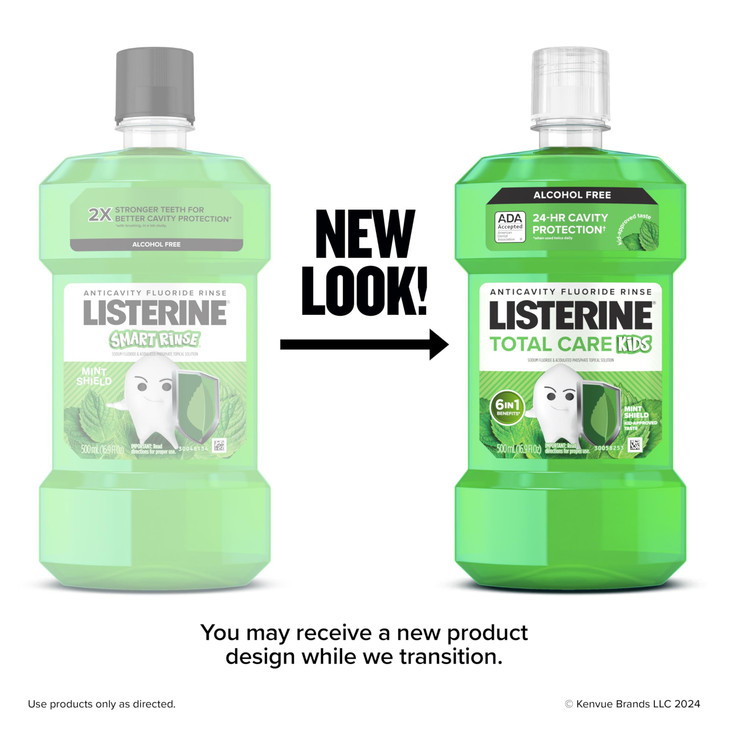 Listerine Total Care Kids AlcoholFree Anticavity Sodium Fluoride Mouthwash ADA Accepted Oral Rinse for Dental Cavity Pro