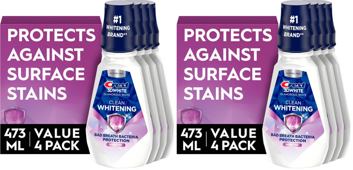 Crest 3D White Glamorous White Alcohol Free MultiCare Whitening Mouthwash Hydrogen Peroxide Mouthwash Arctic Mint 16 fl