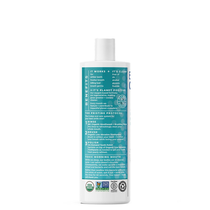 Essential Oxygen Certified BR Organic Brushing Rinse All Natural Mouthwash for Whiter Teeth Fresher Breath and Happier G