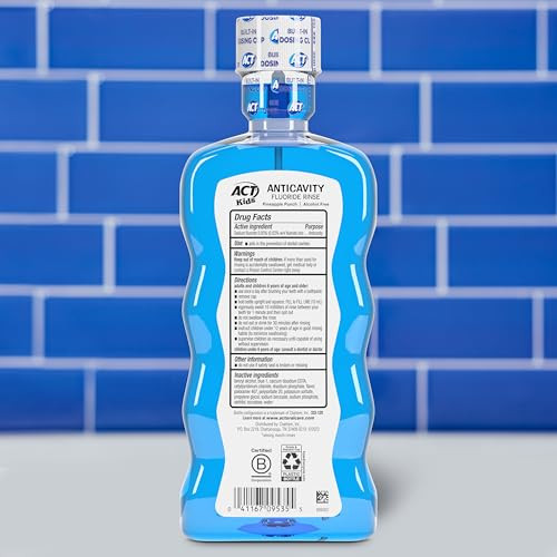 ACT Kids Anticavity Fluoride Rinse Pineapple Punch 169 fl oz Accurate Dosing Cup Alcohol Free