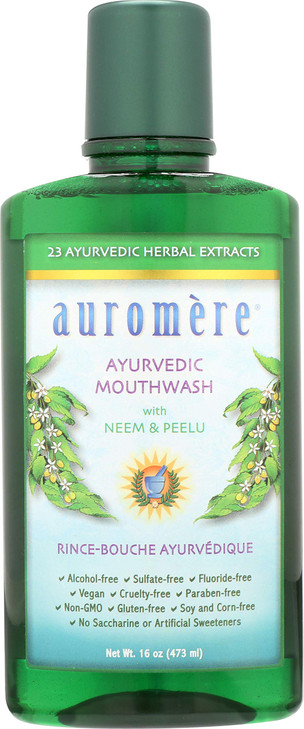 Auromere Ayurvedic Mouthwash Vegan Fluoride Free Alcohol Free Natural Non GMO 16 fl oz 1 Pack
