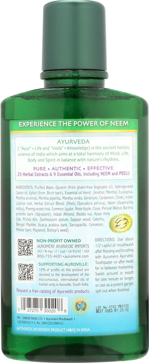 Auromere Ayurvedic Mouthwash Vegan Fluoride Free Alcohol Free Natural Non GMO 16 fl oz 1 Pack