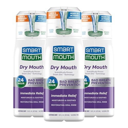 SmartMouth Activated Dry Mouth Mouthwash Dry Mouth and Bad Breath Relief Mint 16 fl oz 3 Pack