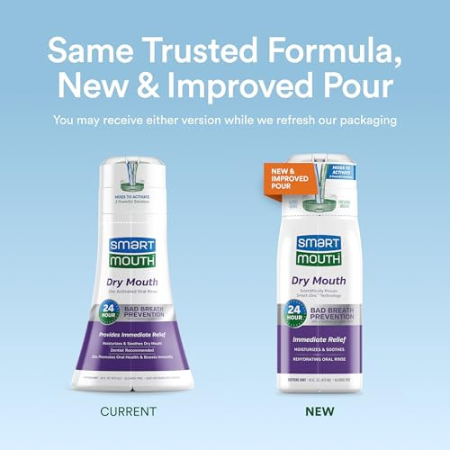 SmartMouth Activated Dry Mouth Mouthwash Dry Mouth and Bad Breath Relief Mint 16 fl oz 3 Pack
