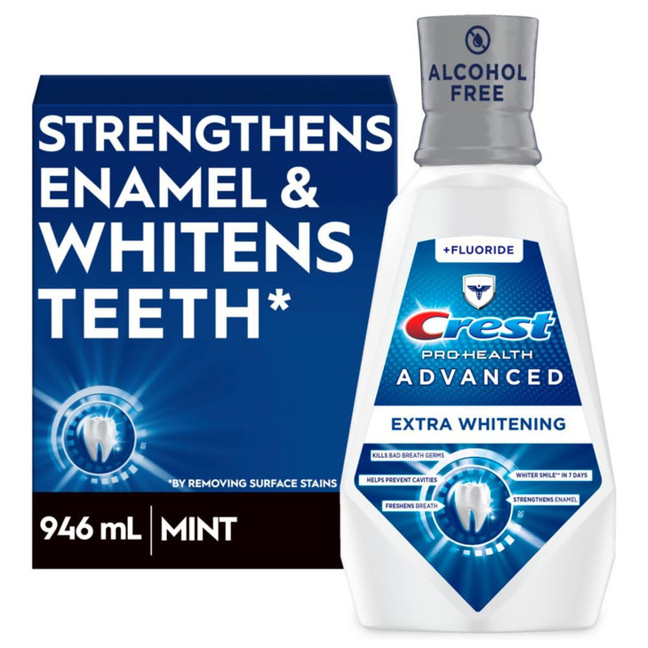 Crest ProHealth Advanced Mouthwash Alcohol Free Extra Whitening Energizing Mint Flavor 946 mL 32 fl oz