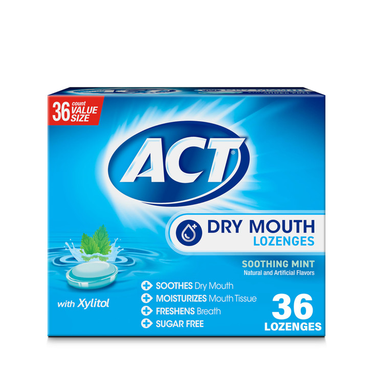 ACT Dry Mouth Lozenges with Xylitol Soothing Mint 36 Lozenges
