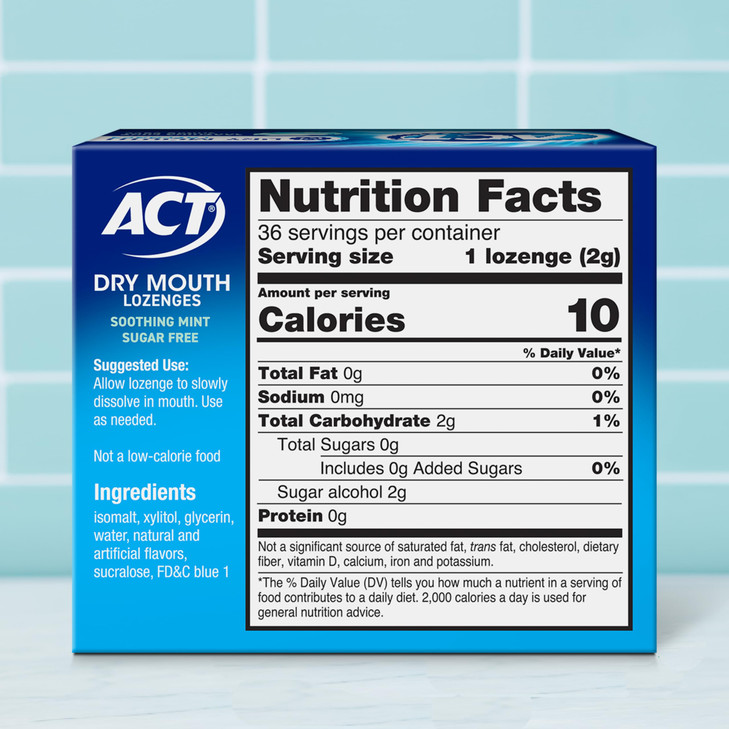 ACT Dry Mouth Lozenges with Xylitol Soothing Mint 36 Lozenges