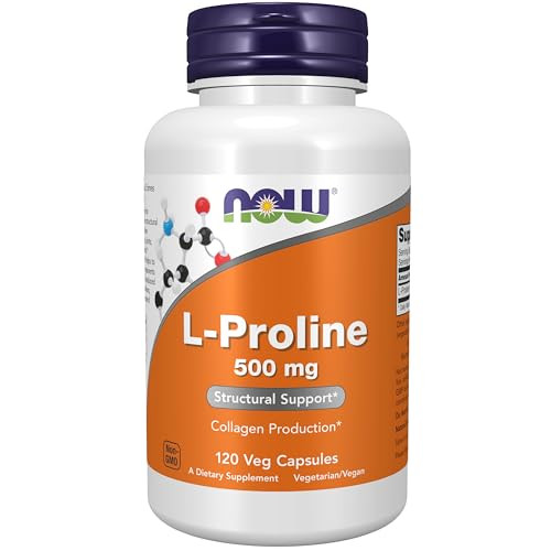 NOW Supplements, L-Proline 500 mg, Collagen Production*, Structural Support*, 120 Veg Capsules online at globaldelivered