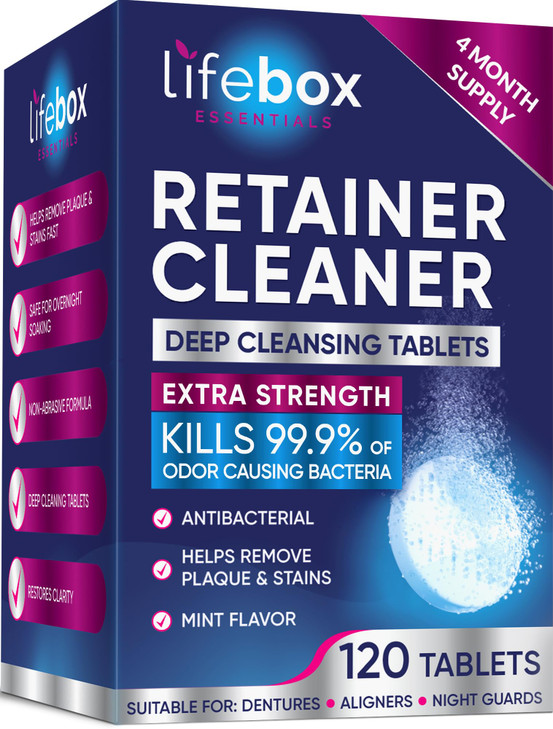 Retainer Cleaner Tablets 120 Denture Cleaning Tablets Aligner Cleaner Removes Odors Stains For Aligners Retainers Dentur
