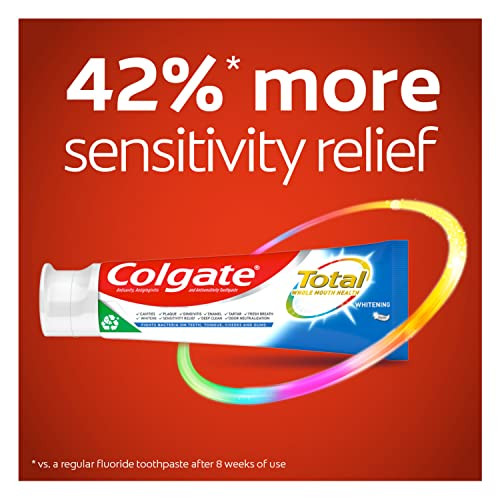 Colgate Total Whitening Toothpaste with Stannous Fluoride and Zinc Sensitivity Relief and Cavity Protection Mint 48 Oz P