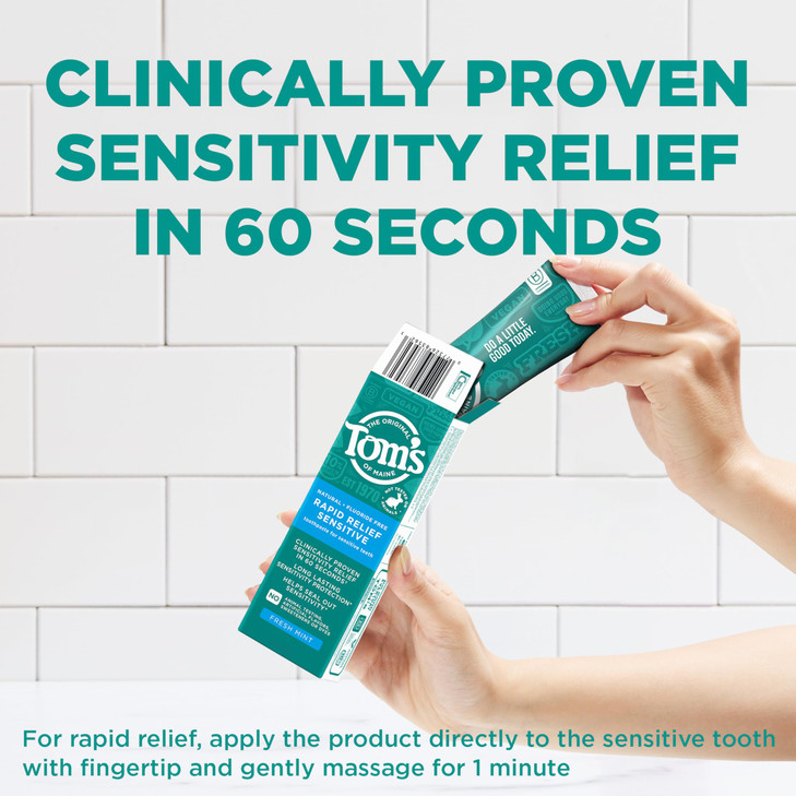 Toms of Maine FluorideFree Rapid Relief Sensitive Toothpaste Fresh Mint 4 oz 3Pack Packaging May Vary