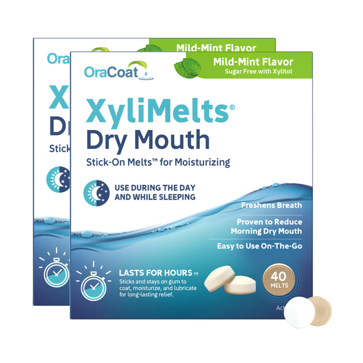 Oracoat XyliMelts for Dry Mouth Night Time or Day Moisturizing Dry Mouth Adhering Discs Sugar Free with Xylitol 80 Count