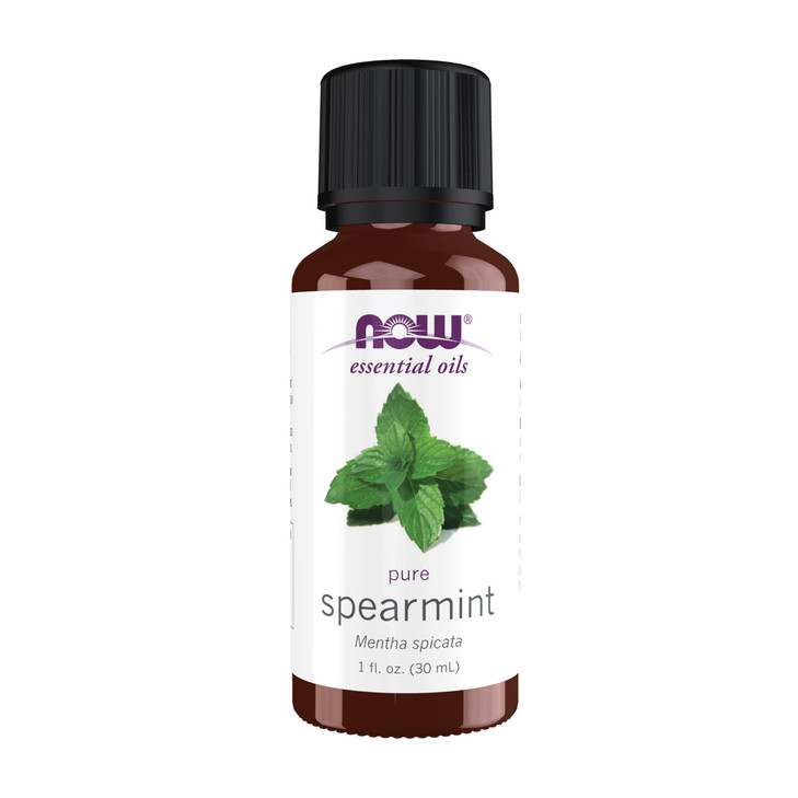 NOW Essential Oils, Spearmint Oil, Stimulating Aromatherapy Scent, Steam Distilled, 100% Pure, Vegan, Child Resistant Cap, 1-Ounce