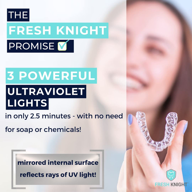 FRESH KNIGHT UVC Retainer Cleaner Denture Cleaner UV Retainer Case Ideal for Invisalign Mouth Guards White UV Retainer C