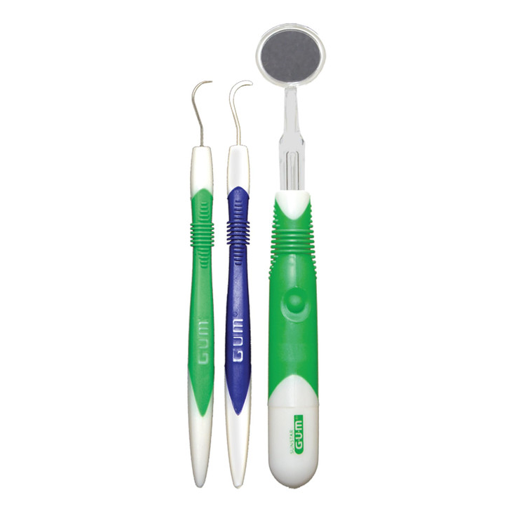 GUM Oral Care Dental Cleaning Kit Dental Mirror with Light Explorer Pick and Dental Scaler Professional Quality Stainles