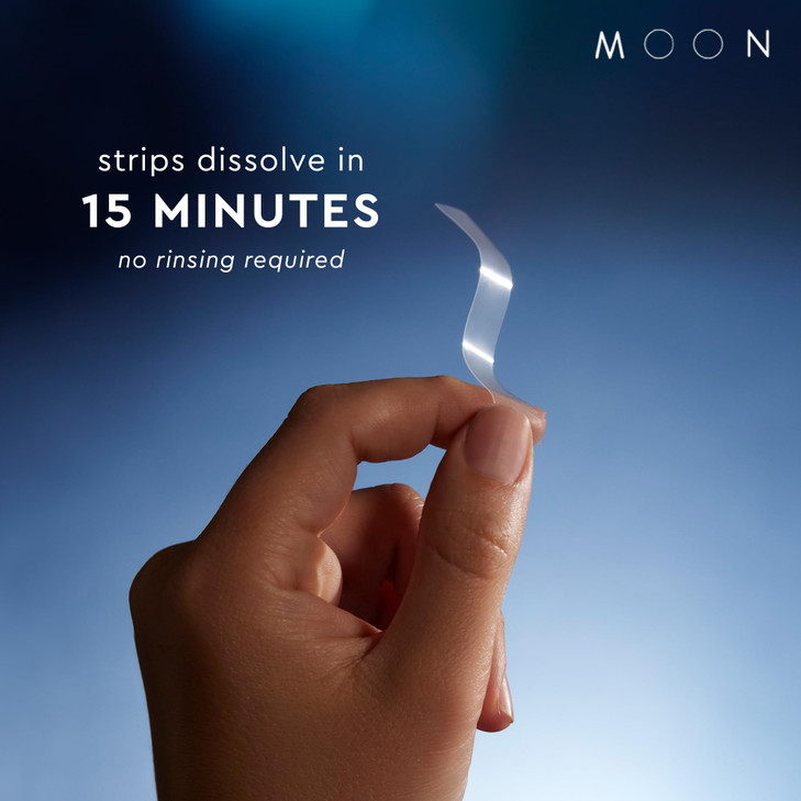 MOON Dissolving Teeth Whitening Strips 56 No Rinse White Strips Peppermint Hydrogen Peroxide Essential Oils Whiten Sensi