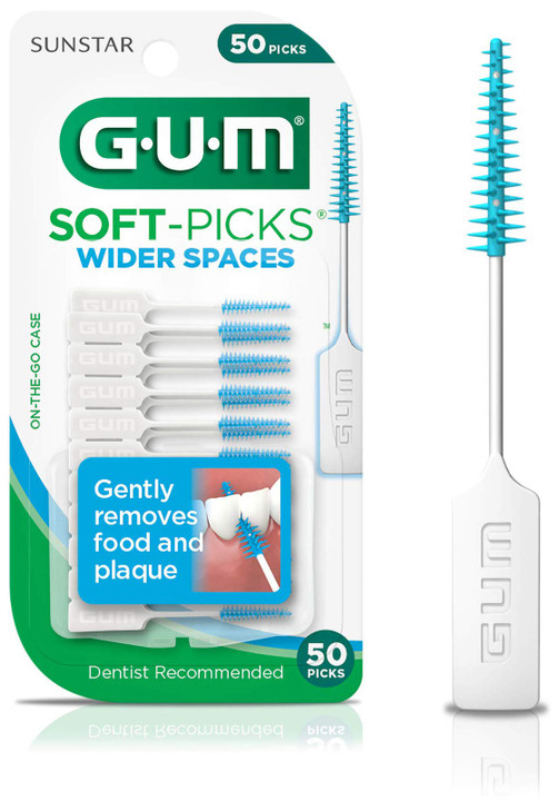 GUM SoftPicks Wider Space Easy to Use Dental Picks for Teeth Cleaning and Gum Health with Convenient Carry Case Dentist