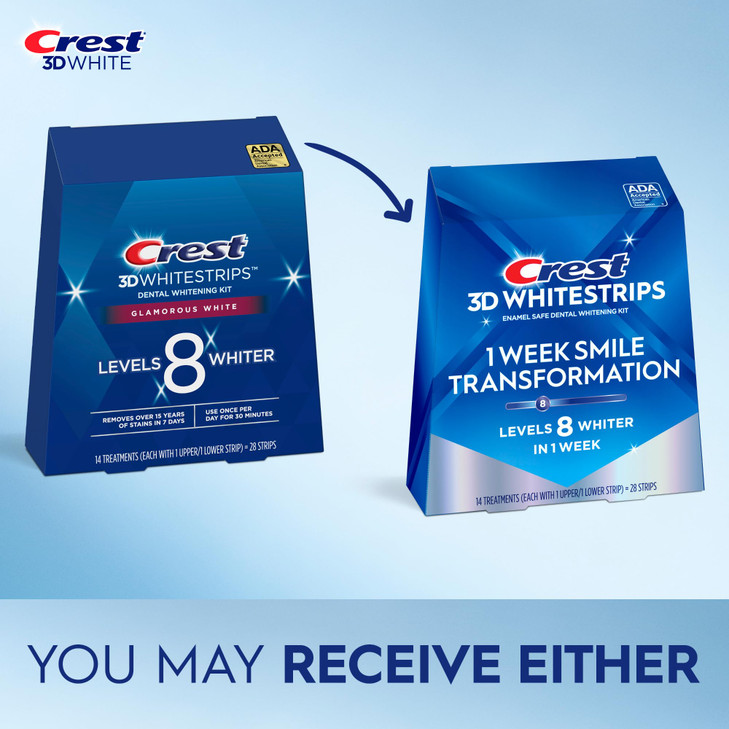 Crest 3D Whitestrips 1 Week Smile Transformation Whitestrips 3D White Teeth Whitening Strip Kit 14 Treatments Each with